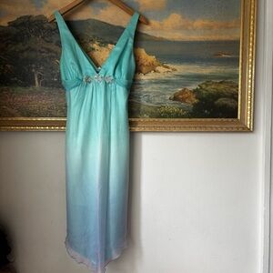Vintage Shelli Segal 100% Silk Mermaid Fairy Babydoll Dress